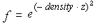 GL_EXP2霧モードでのブレンド係数の値を示す数式。