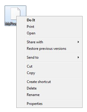screen shot of the do it default verb shortcut menu