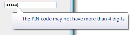 ピン コードの制限を示すバルーンのスクリーン ショット