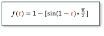 f(t) の数式は、1 から 2 を超える 1 - sin 時間 (1 -t) 倍 Pi に等しい