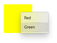 赤と緑のオプションを示すコンテキスト メニュー