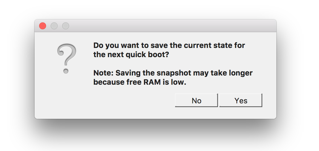 Save current state for Quick Boot dialog