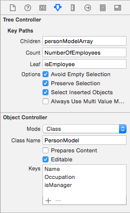 Adding the required key paths for PersonModel.