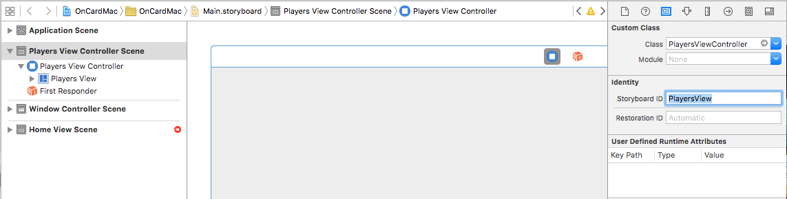 Setting the Storyboard ID in Interface Builder.