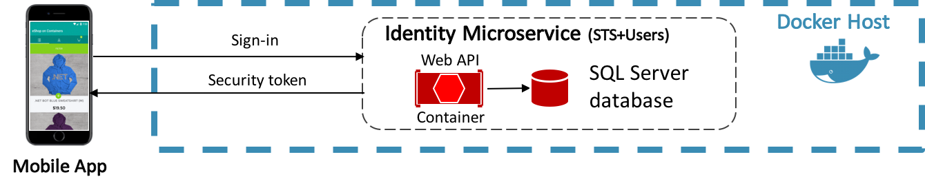 Authentication by a dedicated authentication microservice