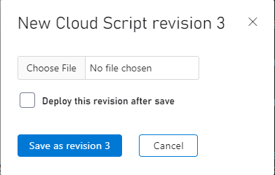 ゲーム マネージャー - CloudScript ファイルのアップロード