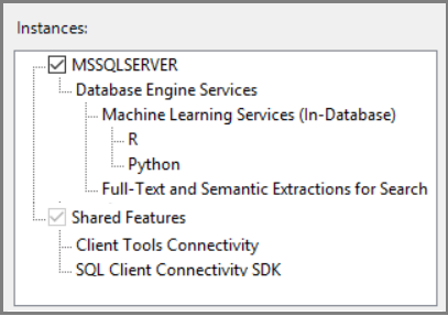 feature list Select features from the feature tree