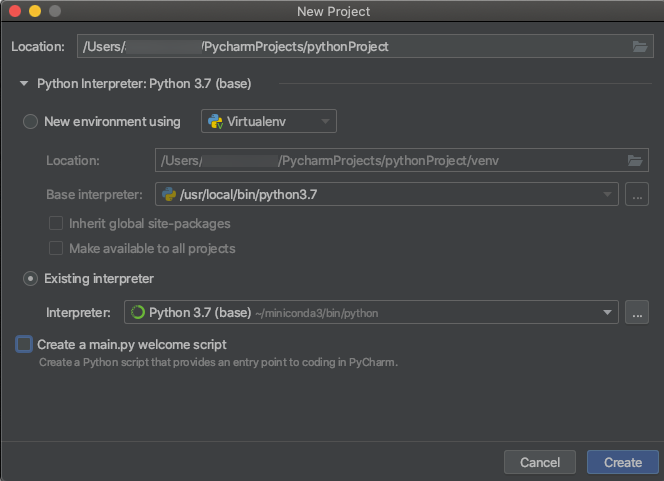 Select interpreter
