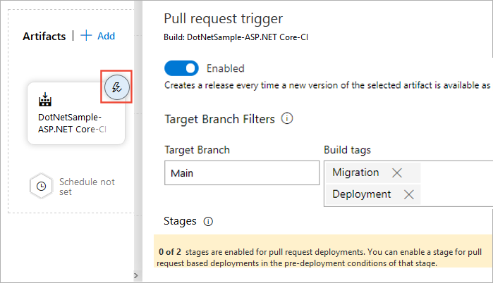 Configure a pull request trigger.