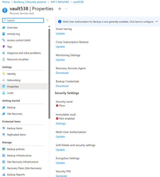 Screenshot shows the modify-security settings option on properties page.