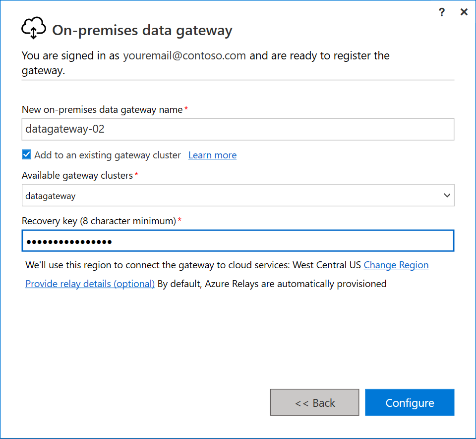 Screenshot of the gateway dialog where you add a gateway to a cluster.