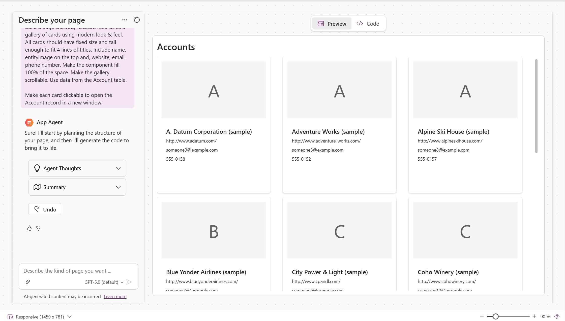 A generated page user experience