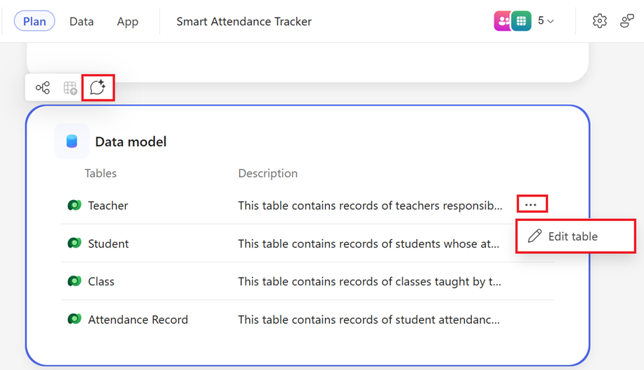 Edit a data table