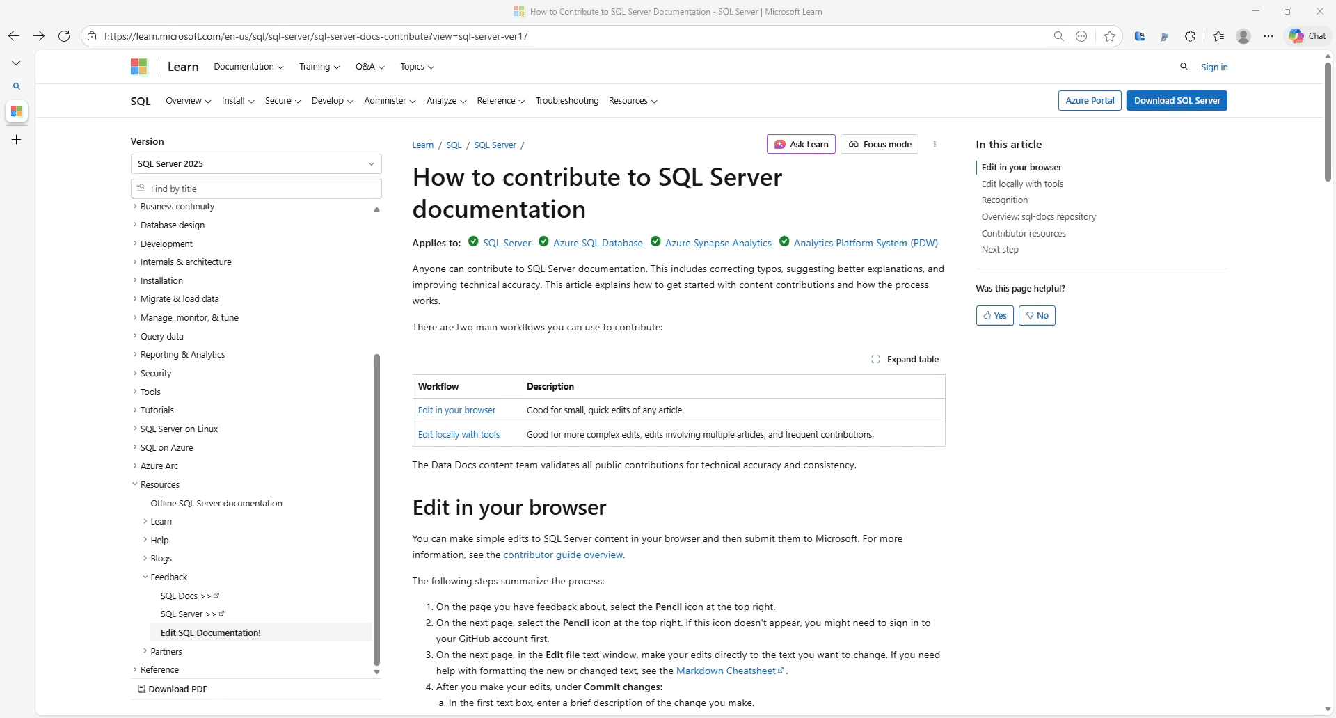 Снимок экрана: параметр редактирования документов данных.