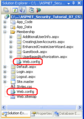 Теперь приложение должно содержать два файла Web.config