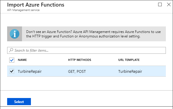 Импорт Функций Azure в Управление API