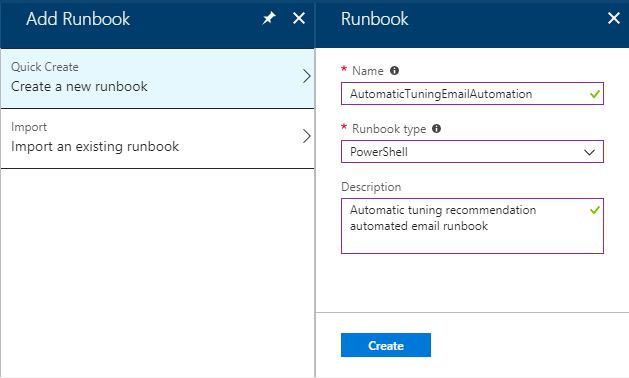 Добавление runbook службы автоматизации Azure