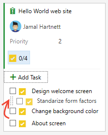 Перетащите задачи, чтобы изменить порядок их в списке, базовый процесс.
