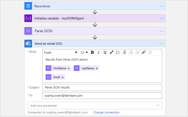 Screenshot showing a Consumption workflow with the finished 