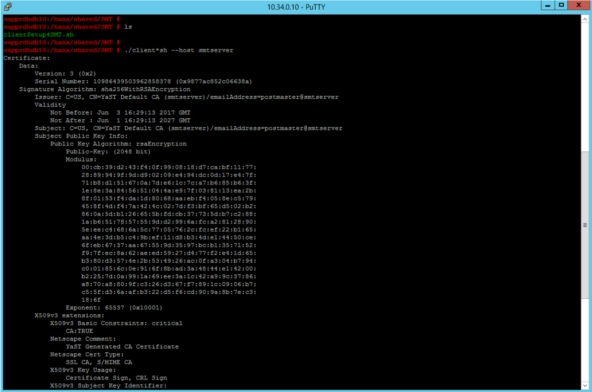 Screenshot of configuring the SMT client.