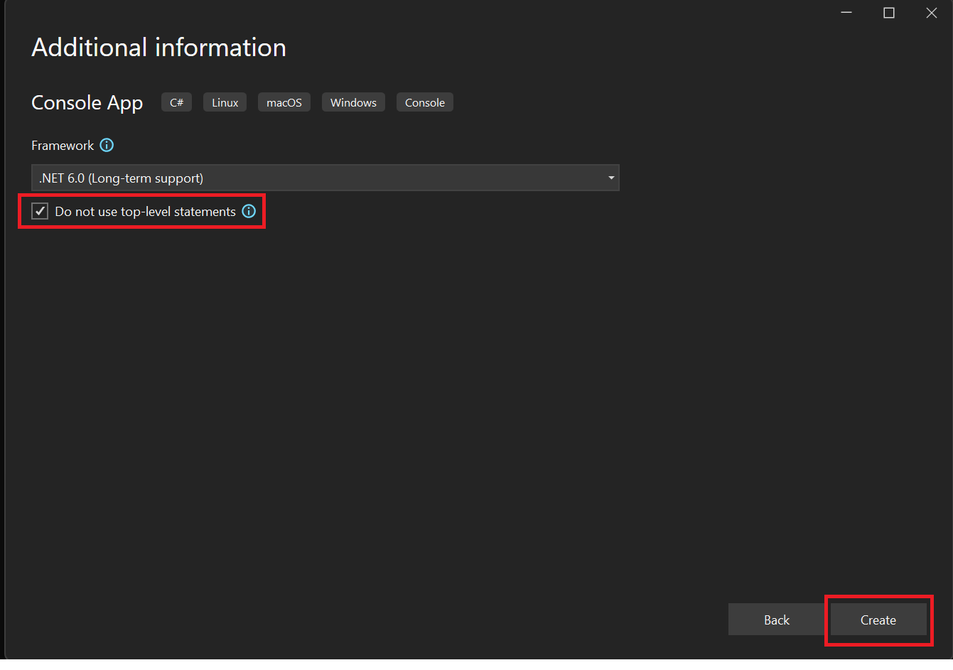 Visual Studio не используйте флажок верхнего уровня