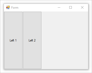 Форма Windows с двумя кнопками, закрепленными слева.