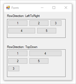 Форма Windows Form с двумя элементами управления блок-панелью.