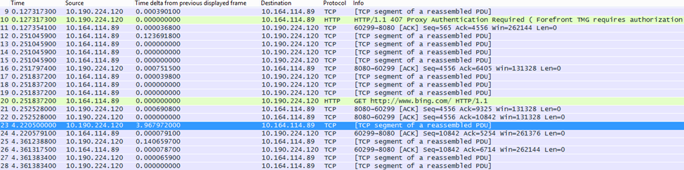 В Wireshark столбец