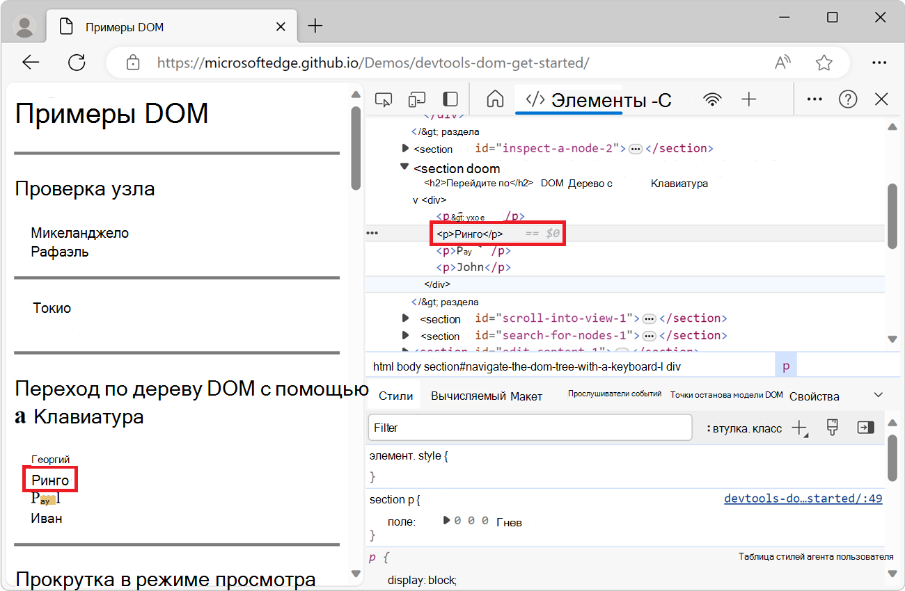 Проверка узла Ringo