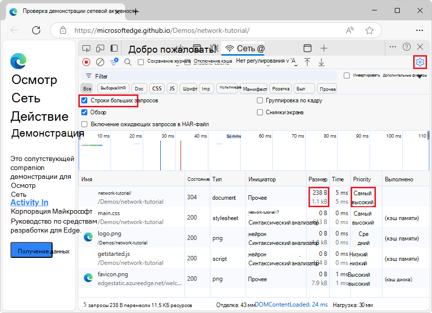 Пример больших строк запросов на панели 