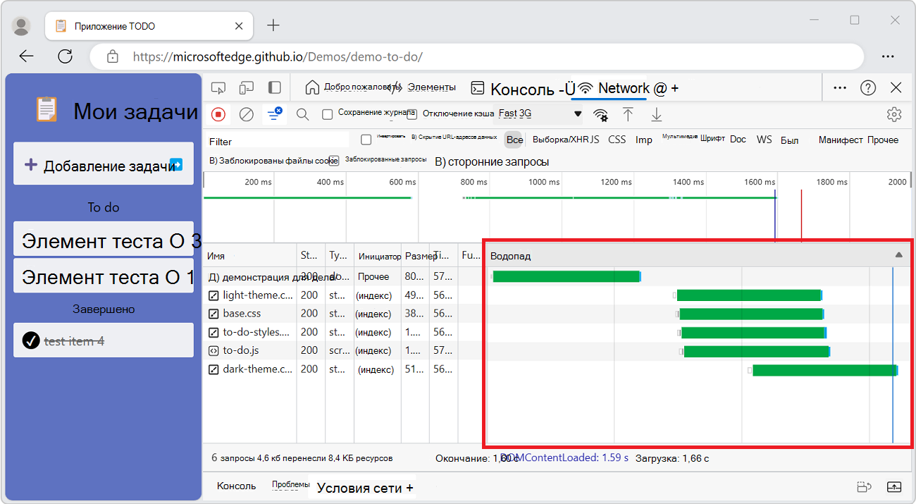 Столбец Каскад на панели 