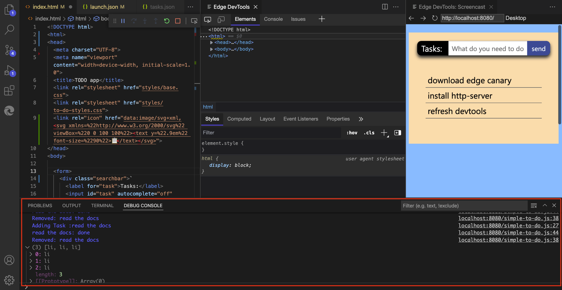 Консоль DevTools доступна при запуске расширения из рабочего процесса запуска и отладки.