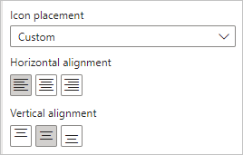 Screenshot showing the Horizontal alignment and Vertical alignment options for an icon.