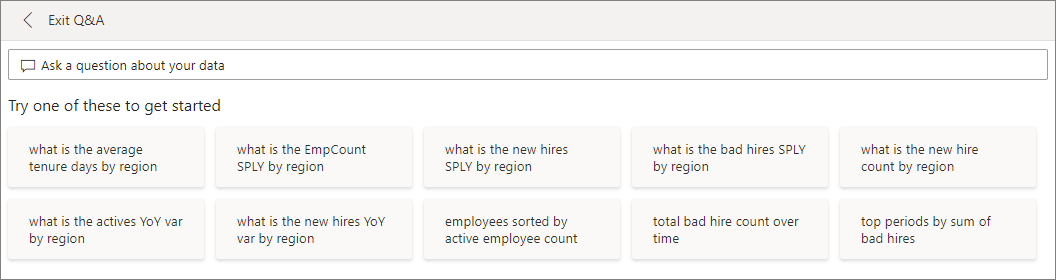 Screenshot shows the Q&A box suggestions.