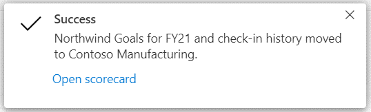 Screenshot of notice on completion of move and copy scorecard.