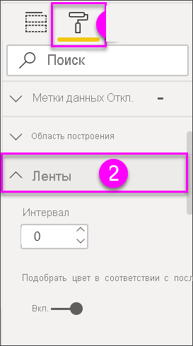 Screenshot that shows the formatting options for the ribbon chart visualization.