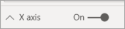 Снимок экрана: ползунок On для оси X.