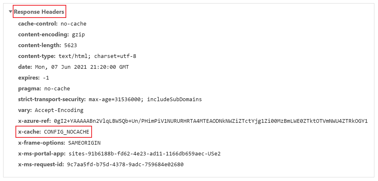 Бет үшін CONFIG_NOCACHE мәні бар x-cache деп аталатын жауап тақырыбы.