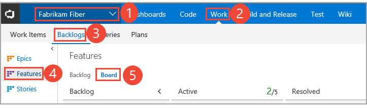 Open Features Kanban board