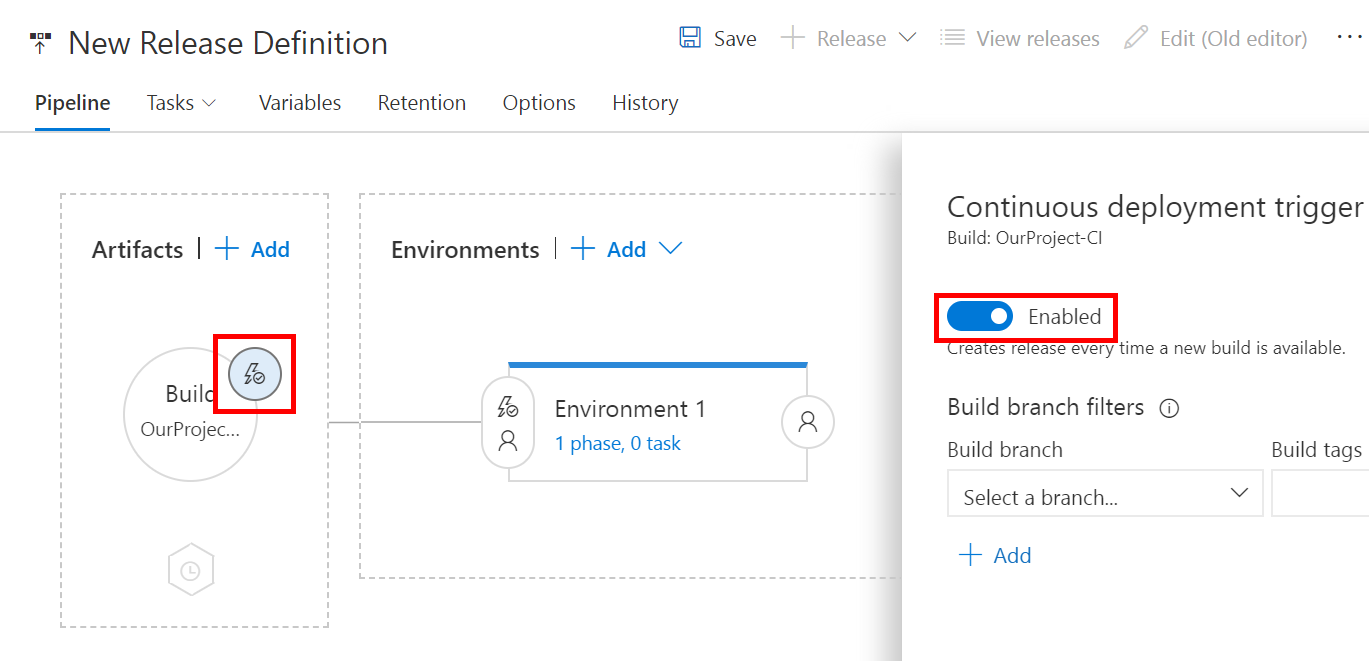 trigger continuous deployment - TFS 2018 RTM