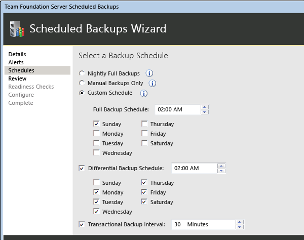 Choose a preconfigured or custom schedule