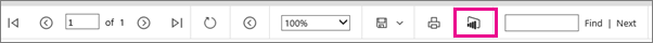 Снимок экрана: панель инструментов средства просмотра отчетов, на котором выделена кнопка 