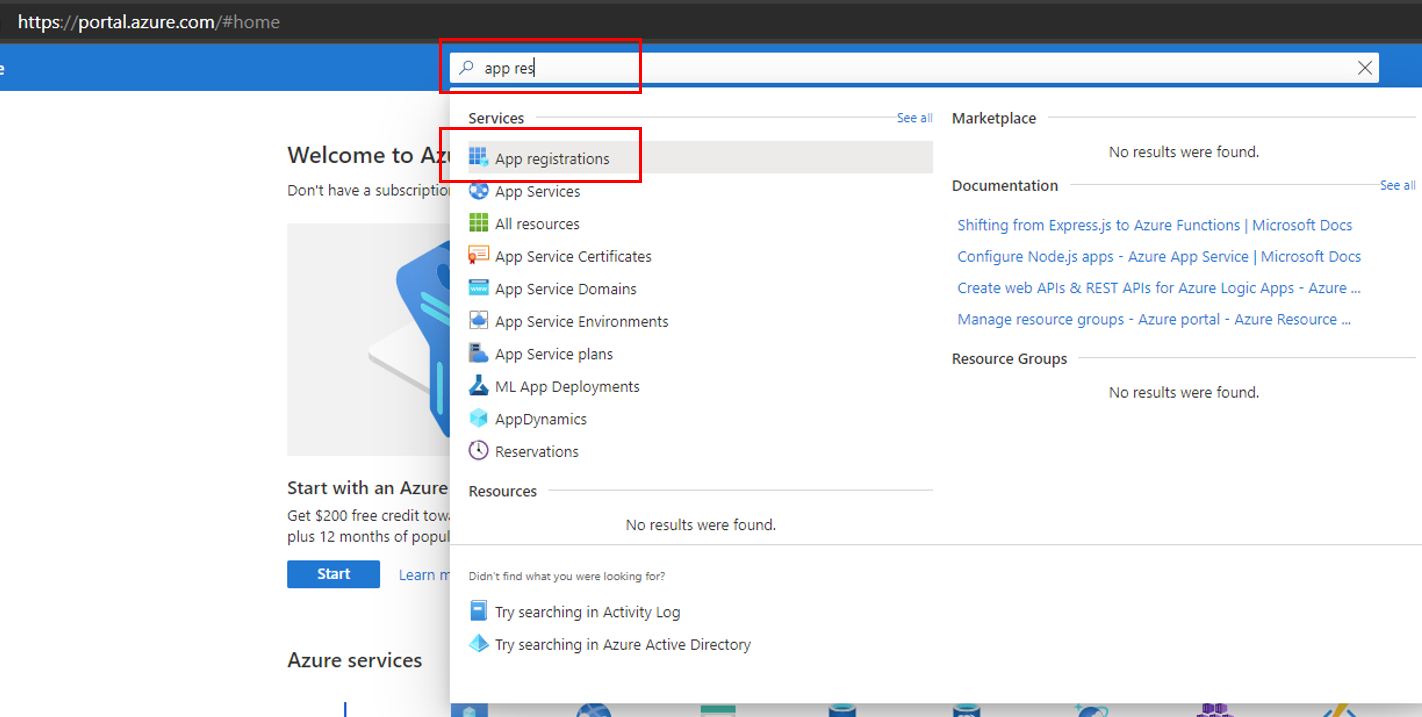 Screenshot of select App registrations in Microsoft Entra ID.