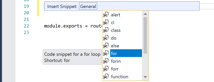 для цикла for в Visual Studio