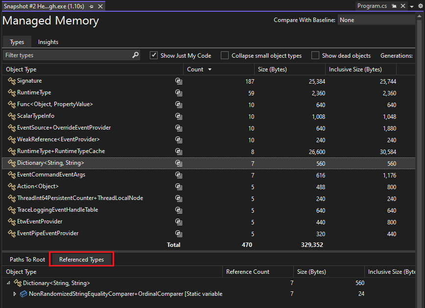 снимок экрана отчета о ссылочных объектах.