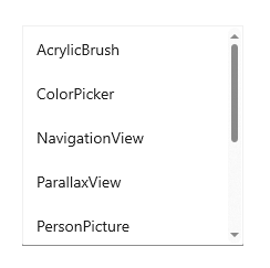 Снимок экрана, на котором показана стандартная полоса прокрутки, представляющая собой 6-пиксельную вертикальную линию с кнопкой стрелки вверх вверху и стрелкой вниз внизу.