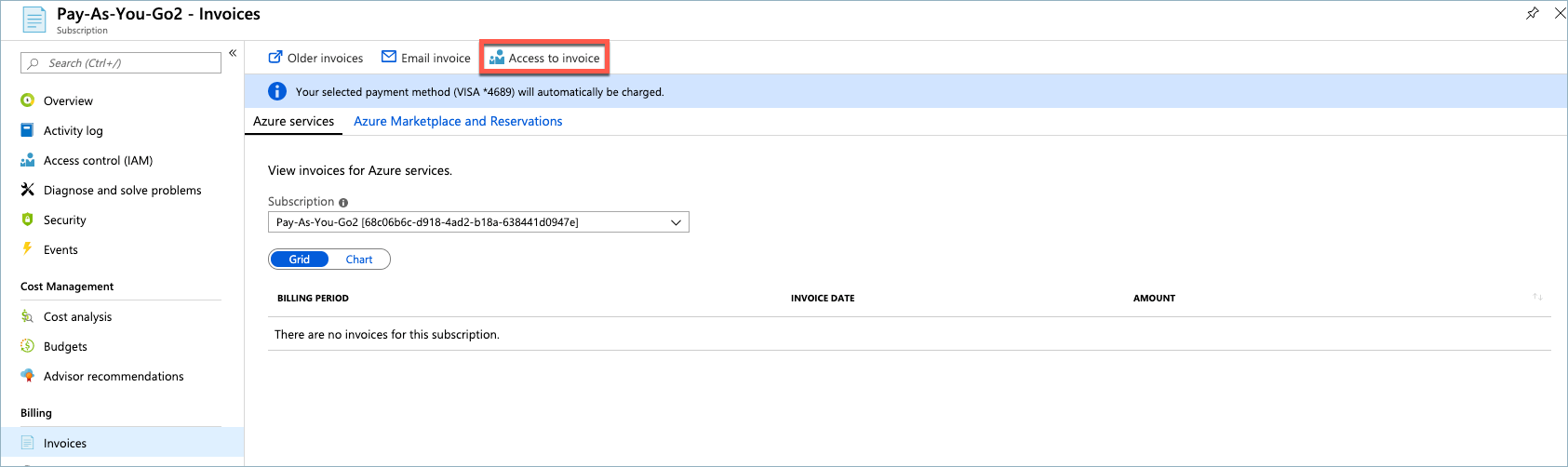 Screenshot shows how to delegate access to invoices.
