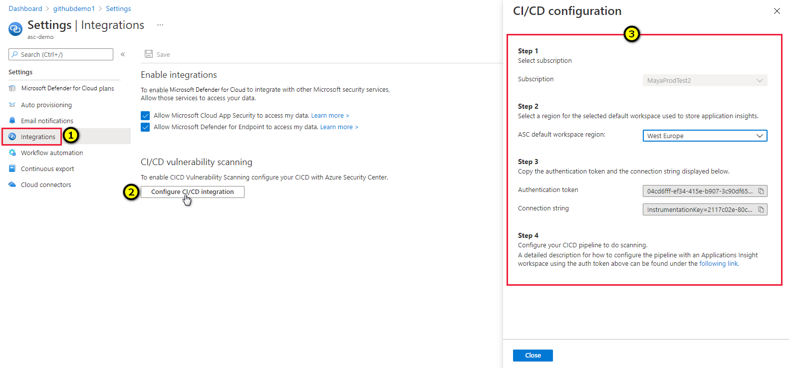 GitHub 워크플로에서 컨테이너 이미지의 취약성 검사에 대한 CI/CD 통합 사용 설정.