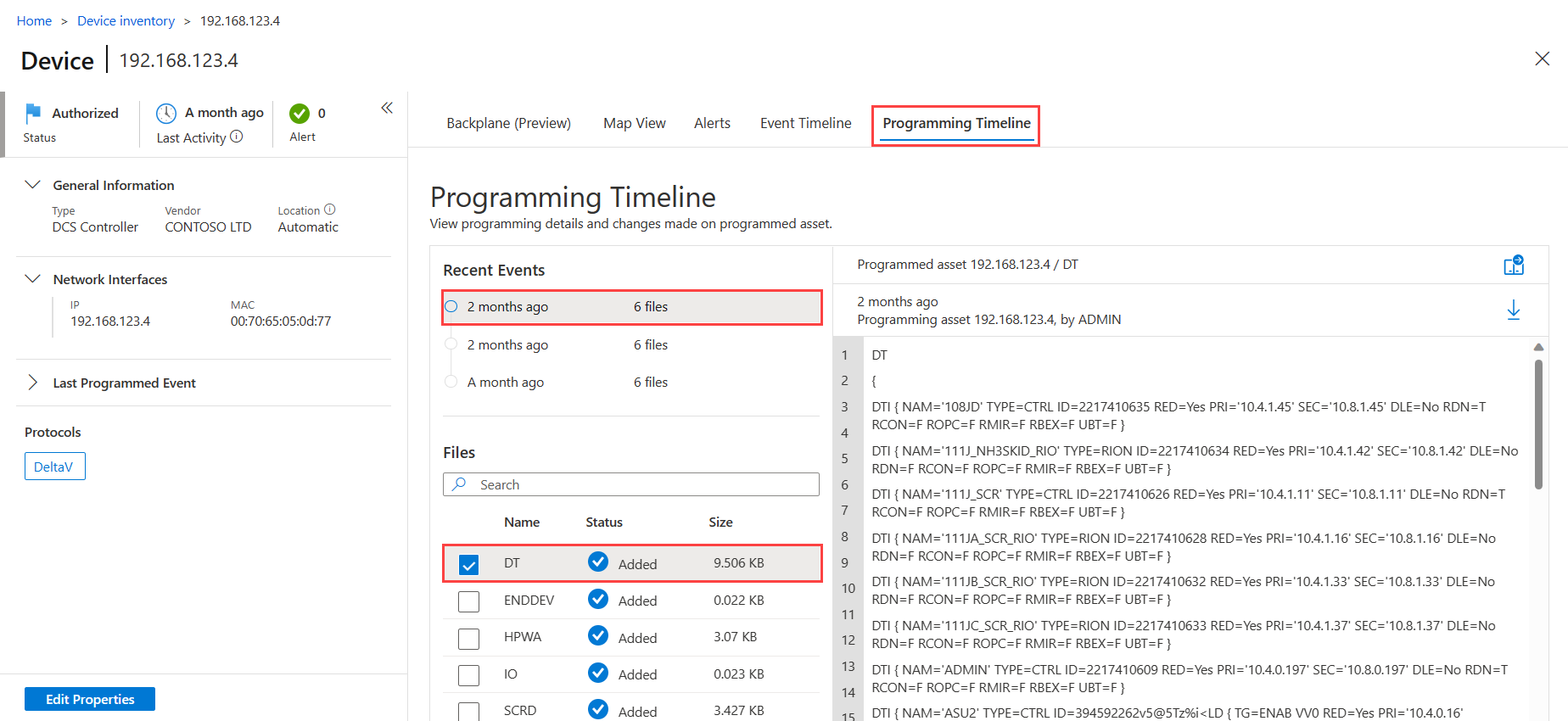 Screenshot of viewing programming details in programming timeline.