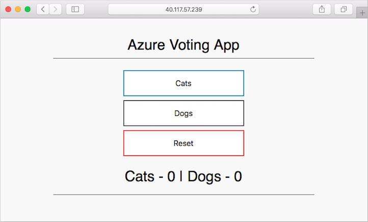 AKS에서 실행 중인 Azure 투표 애플리케이션 예제
